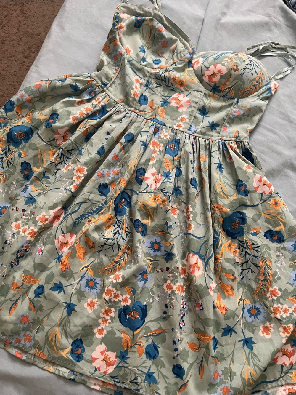 Floral Mint Green Sundress for Kids - Sleeveless Fit-and-Flare